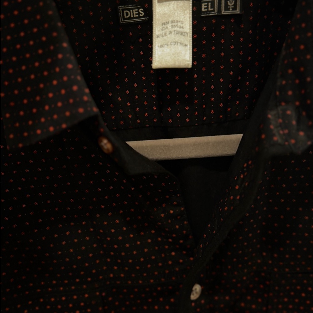 Diesel Black and Red Casual Button Down Shirt